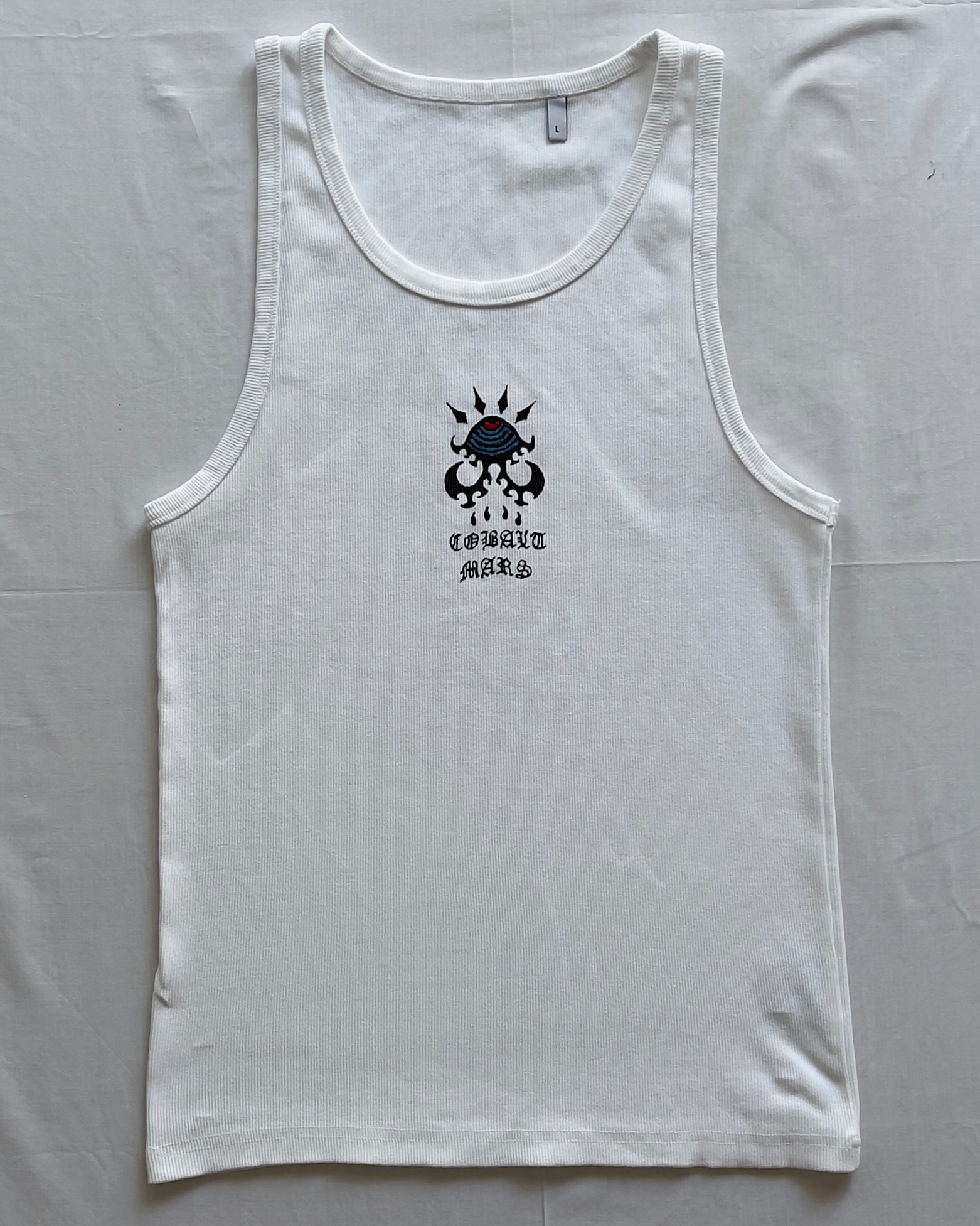 "Branded" - Ribbed Tank - White