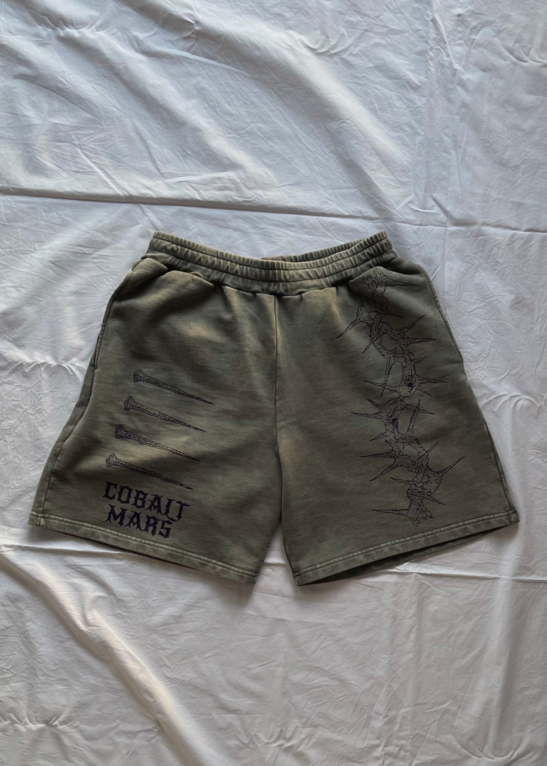 "Forget Me Not" - Relaxed Sweatshorts - Vintage Forest