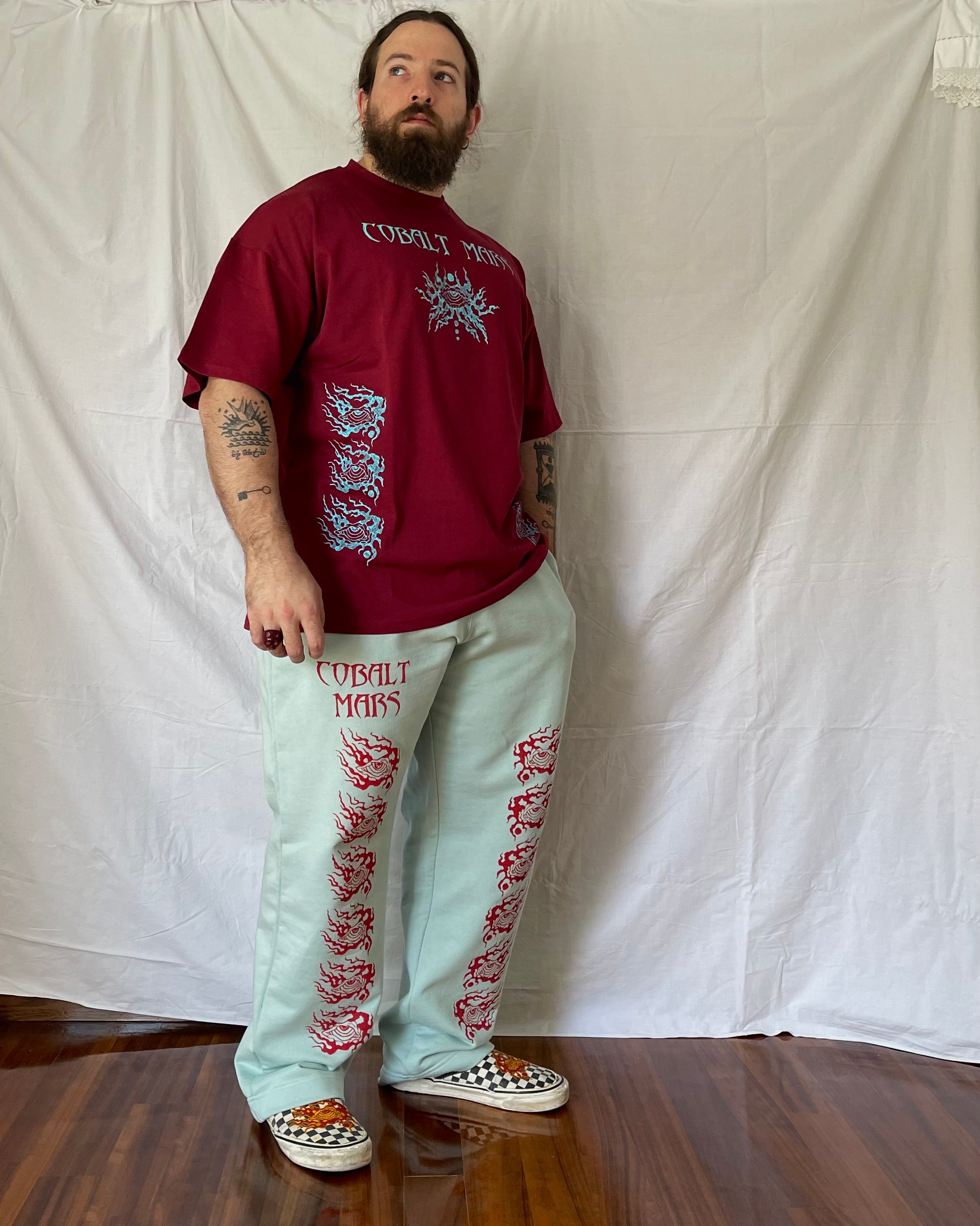 "ASCENSION" - Oversized Long Tee - Dark Red