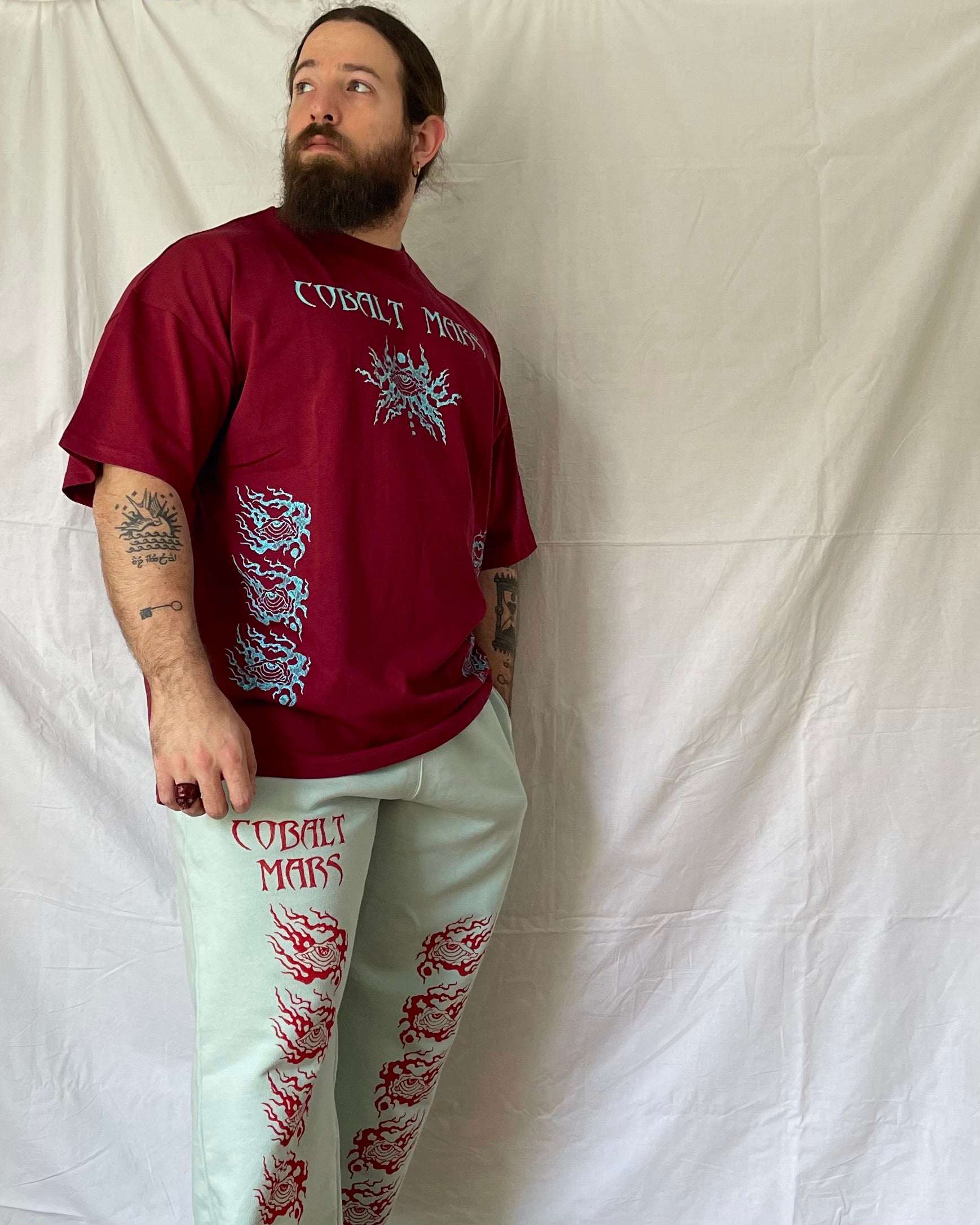 "ASCENSION" - Oversized Long Tee - Dark Red