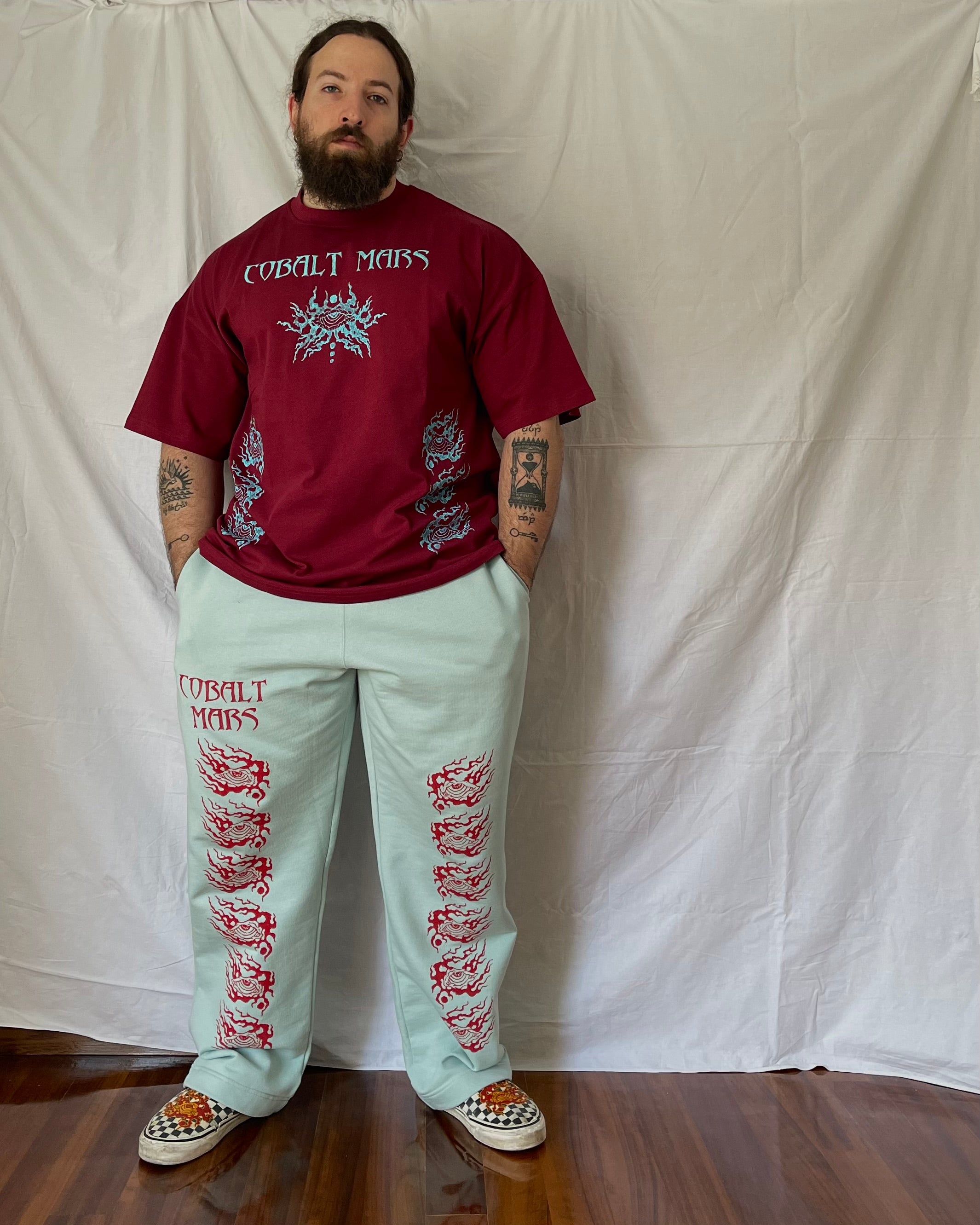 "ASCENSION" - Oversized Long Tee - Dark Red