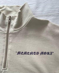 "MEMENTO MORI" - Boxy 1/4-Zip Sweater - Bone White