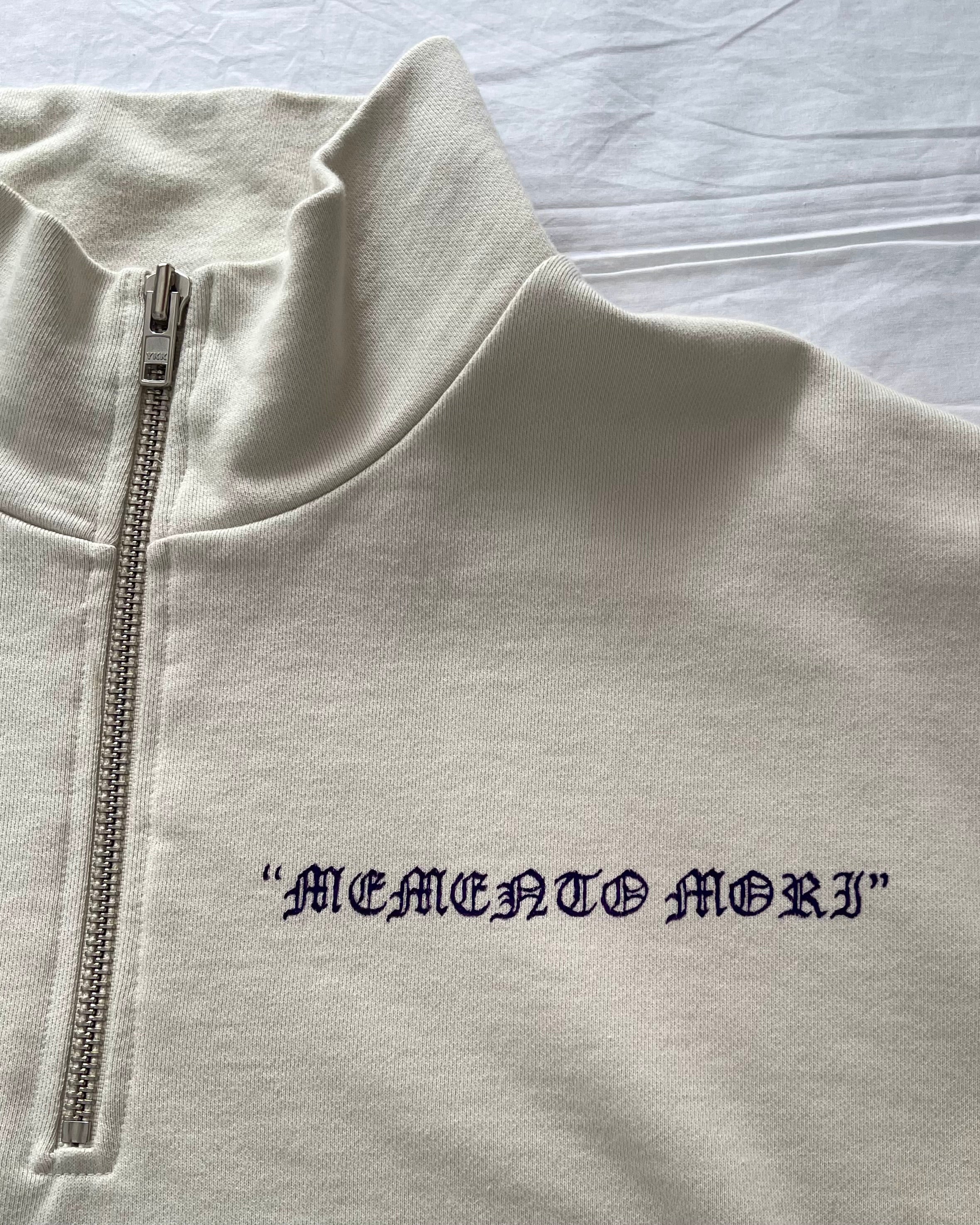 "MEMENTO MORI" - Boxy 1/4-Zip Sweater - Bone White