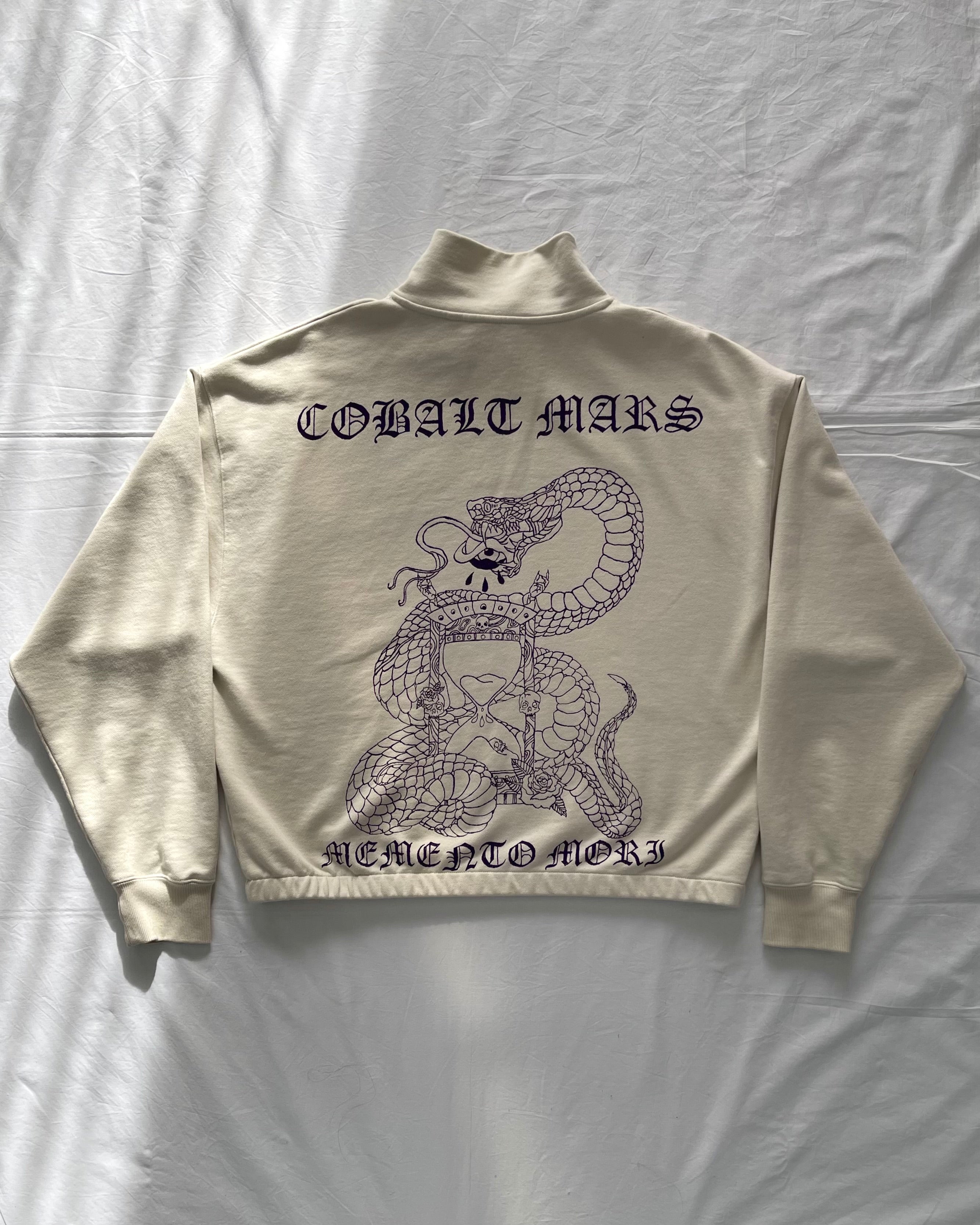 "MEMENTO MORI" - Boxy 1/4-Zip Sweater - Bone White