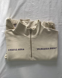 "MEMENTO MORI" - Boxy 1/4-Zip Sweater - Bone White