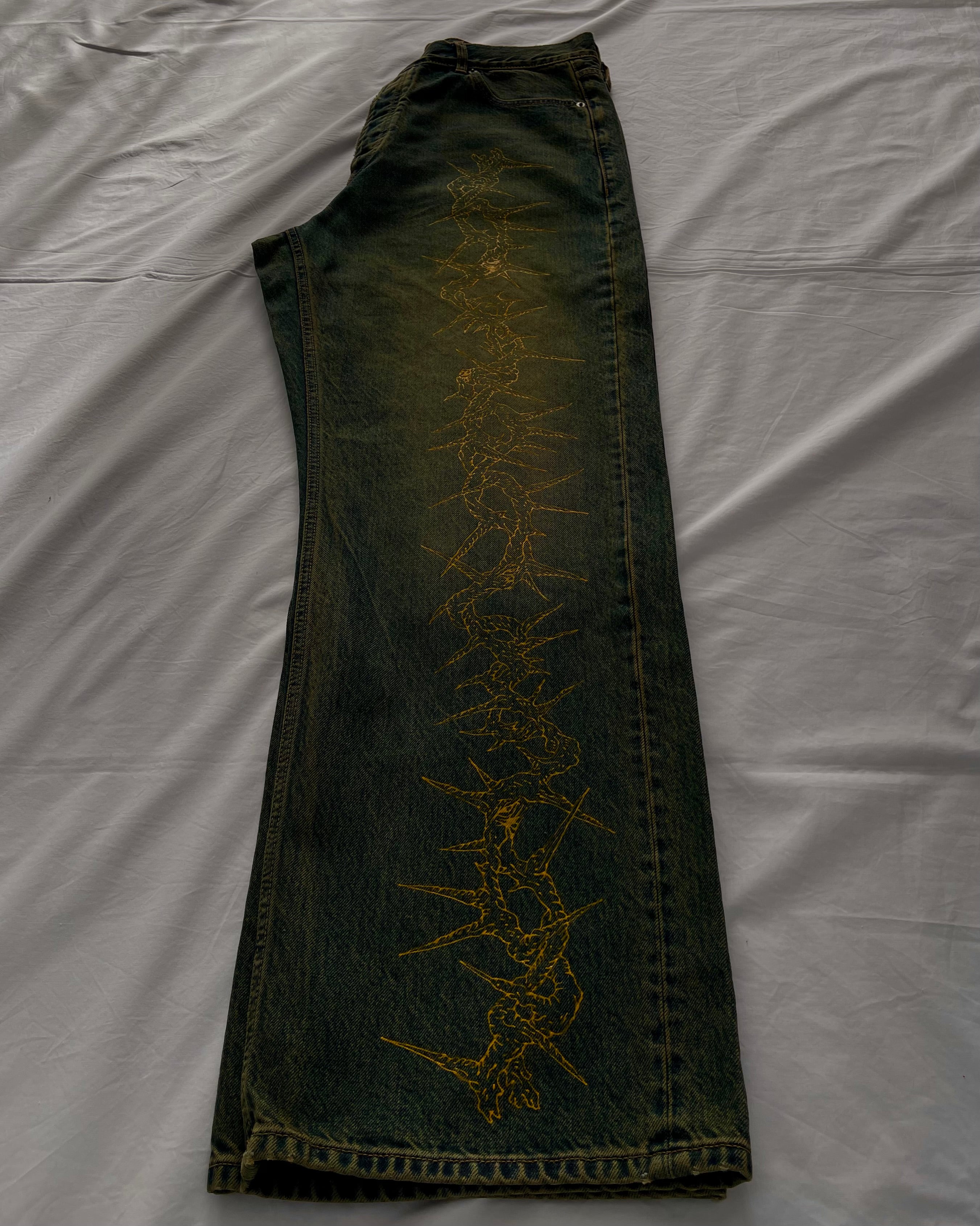 "Forget Me Not" - Faded Burn Storm Loose Jeans