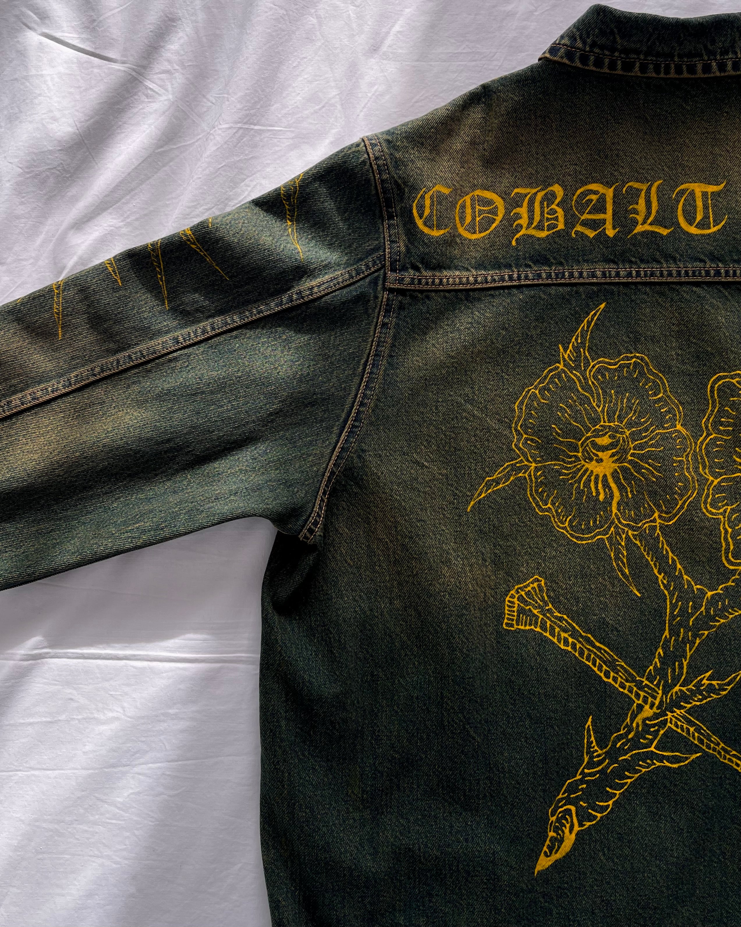 "Forget Me Not" - Faded Burn Storm Relaxed Denim Jacket