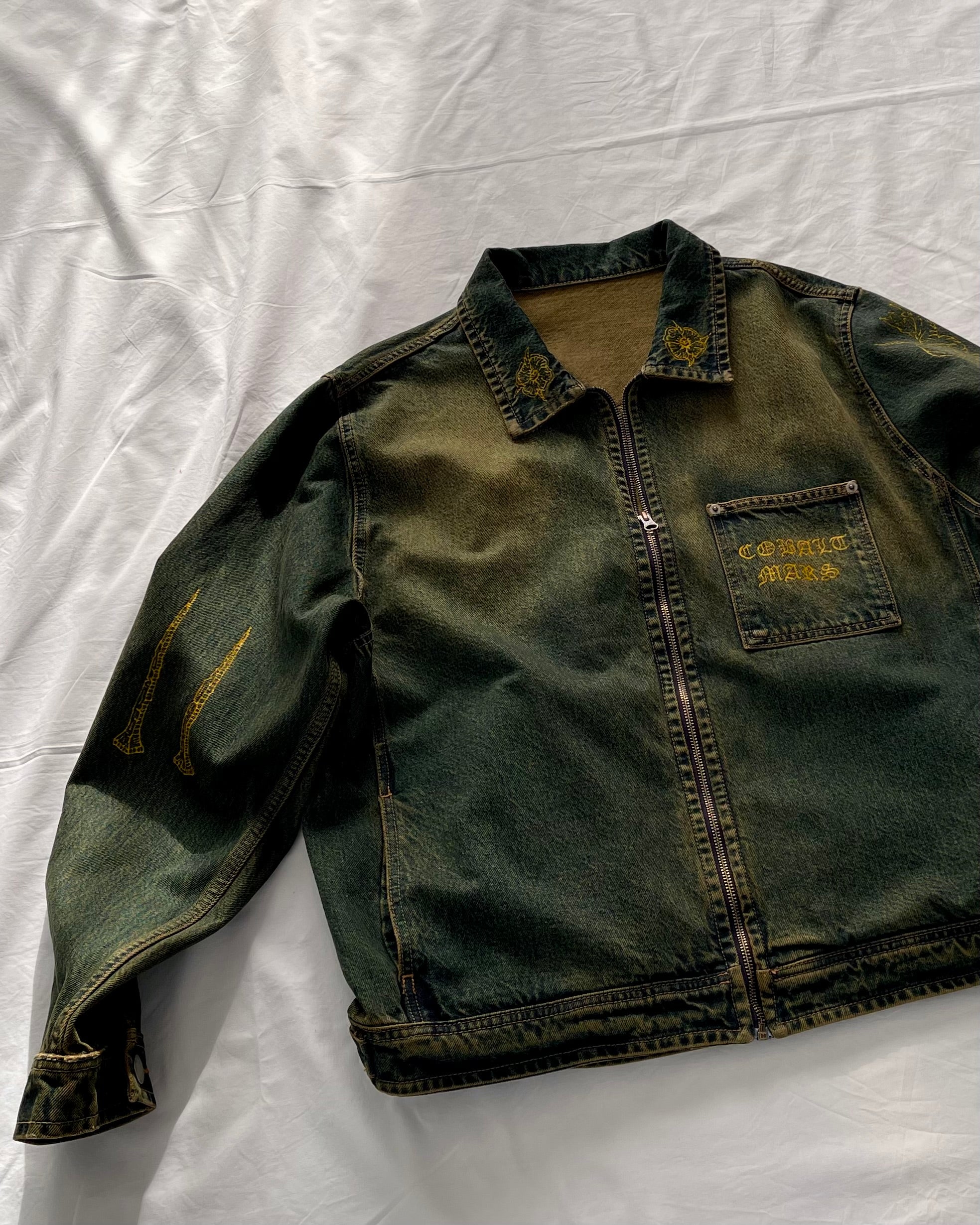 "Forget Me Not" - Faded Burn Storm Relaxed Denim Jacket