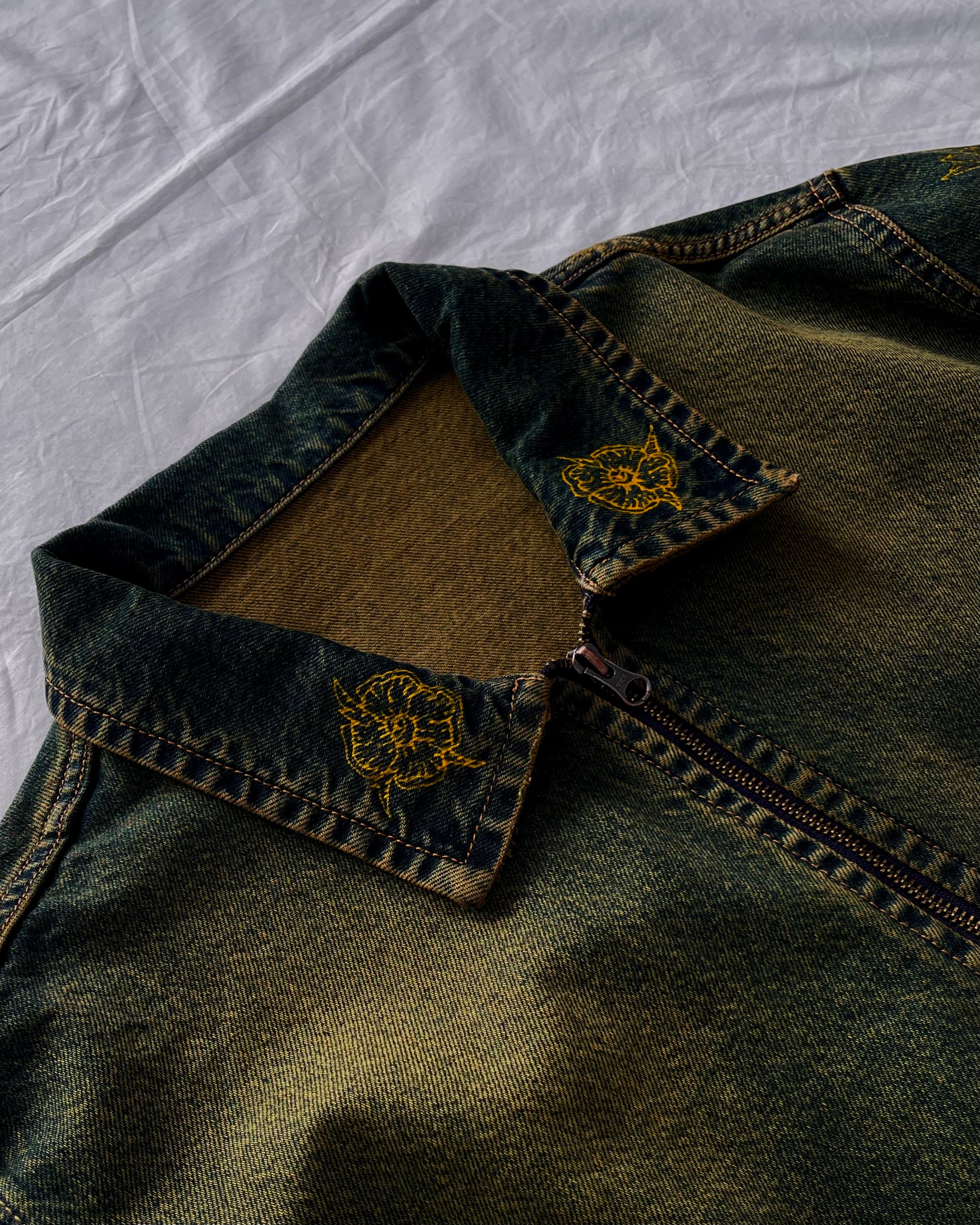 "Forget Me Not" - Faded Burn Storm Relaxed Denim Jacket