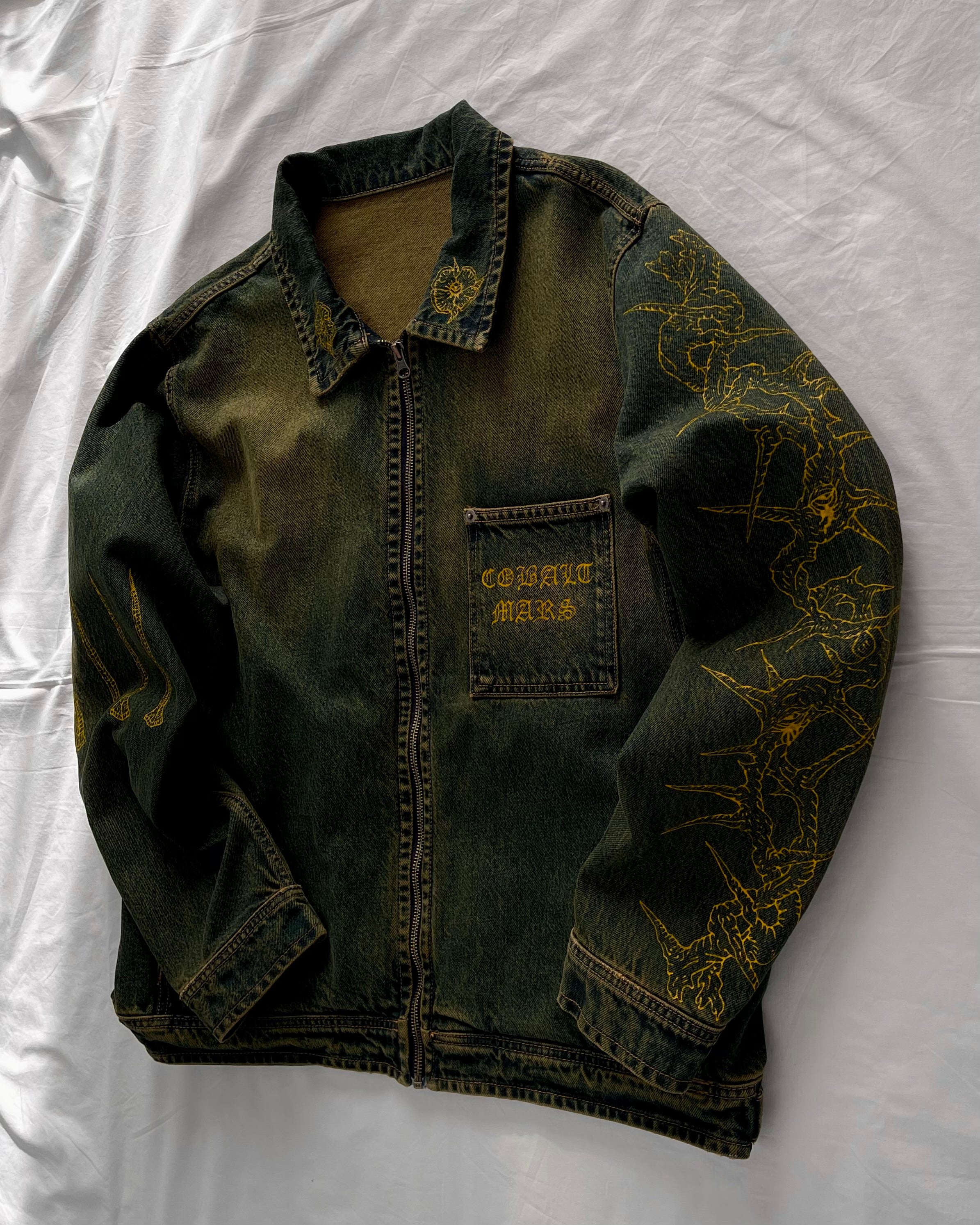 "Forget Me Not" - Faded Burn Storm Relaxed Denim Jacket