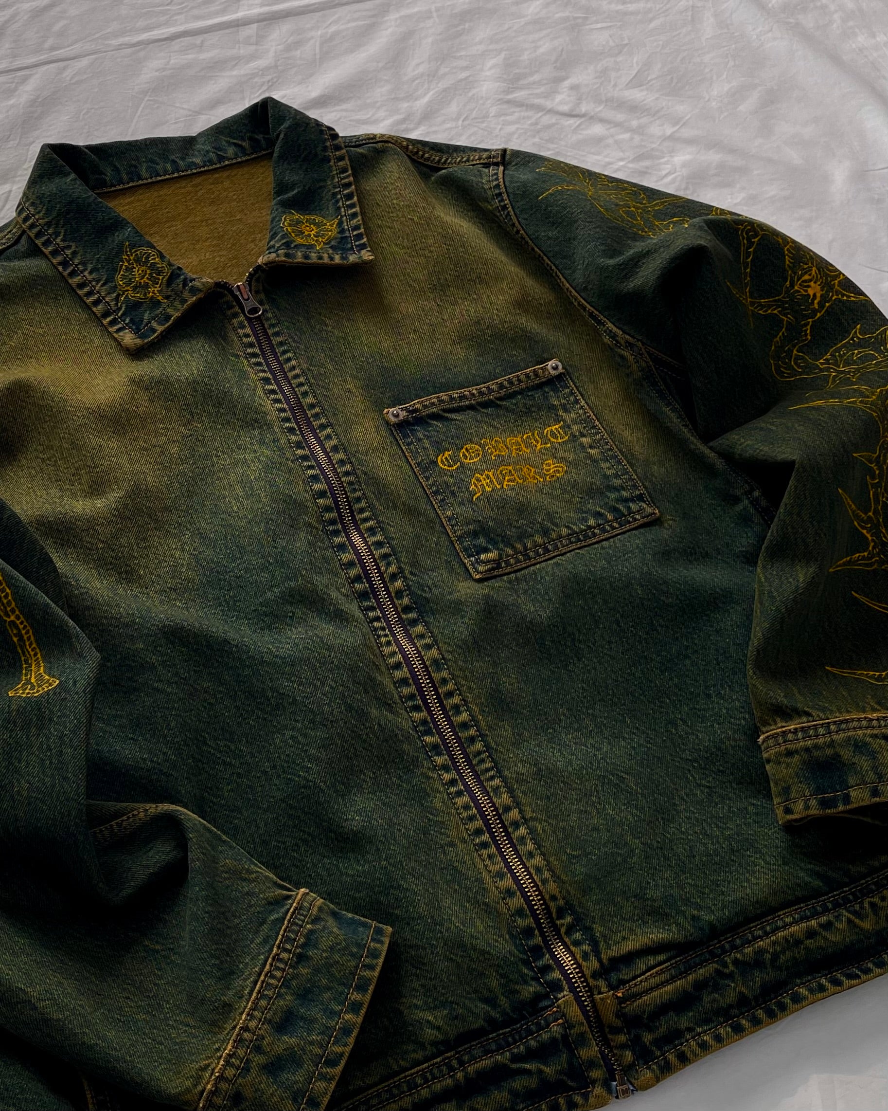 "Forget Me Not" - Faded Burn Storm Relaxed Denim Jacket