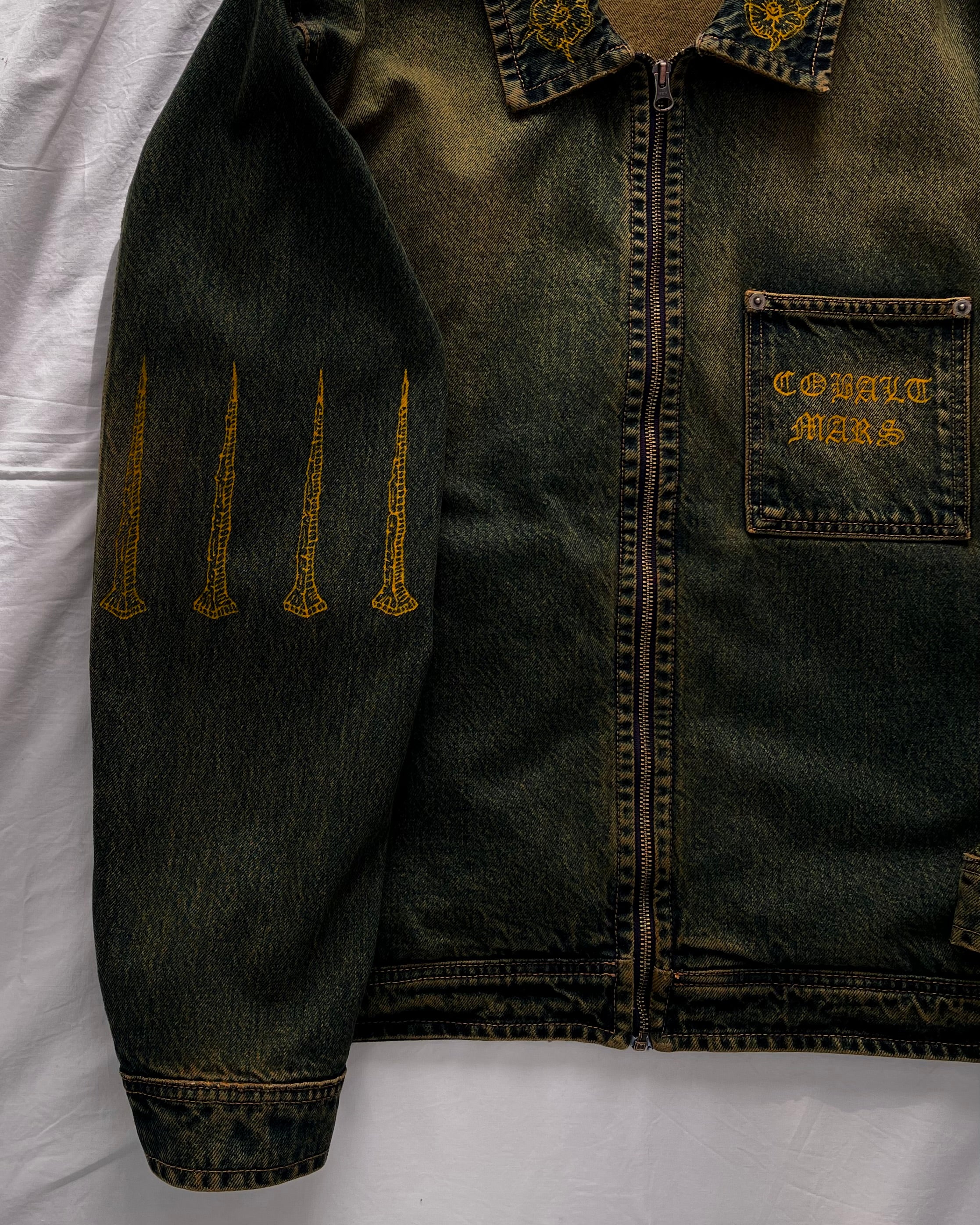 "Forget Me Not" - Faded Burn Storm Relaxed Denim Jacket