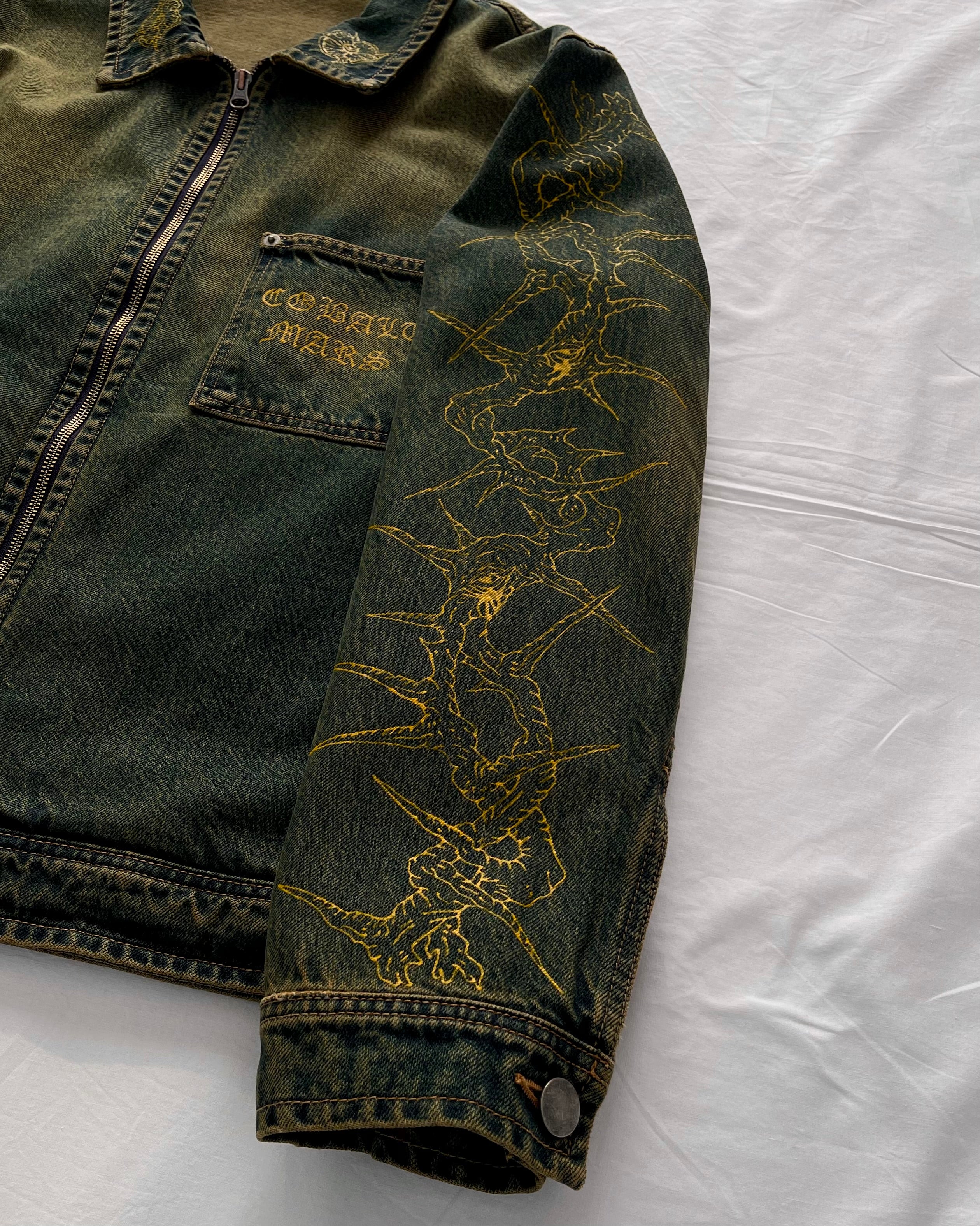 "Forget Me Not" - Faded Burn Storm Relaxed Denim Jacket