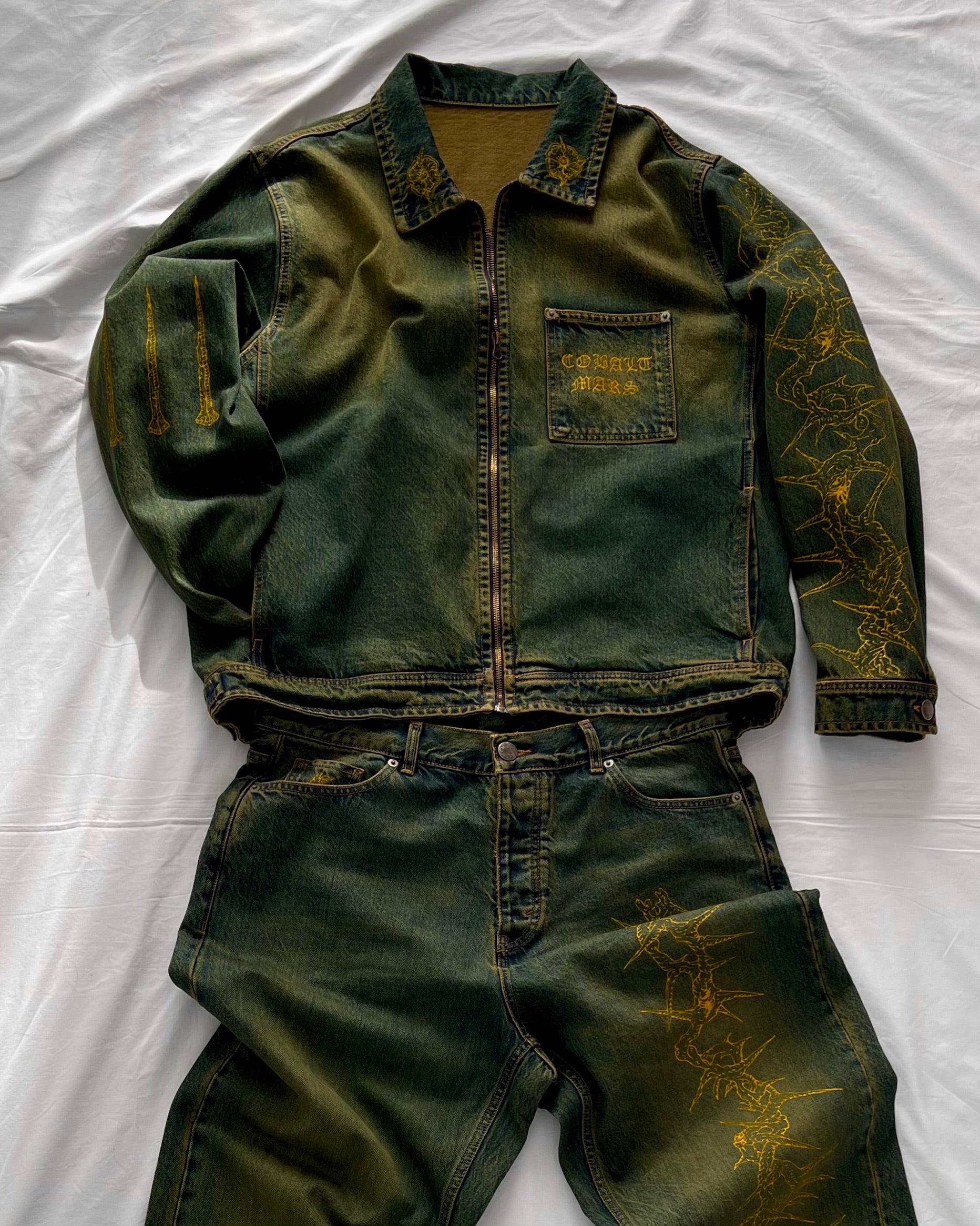 "Forget Me Not" - Faded Burn Storm Relaxed Denim Jacket