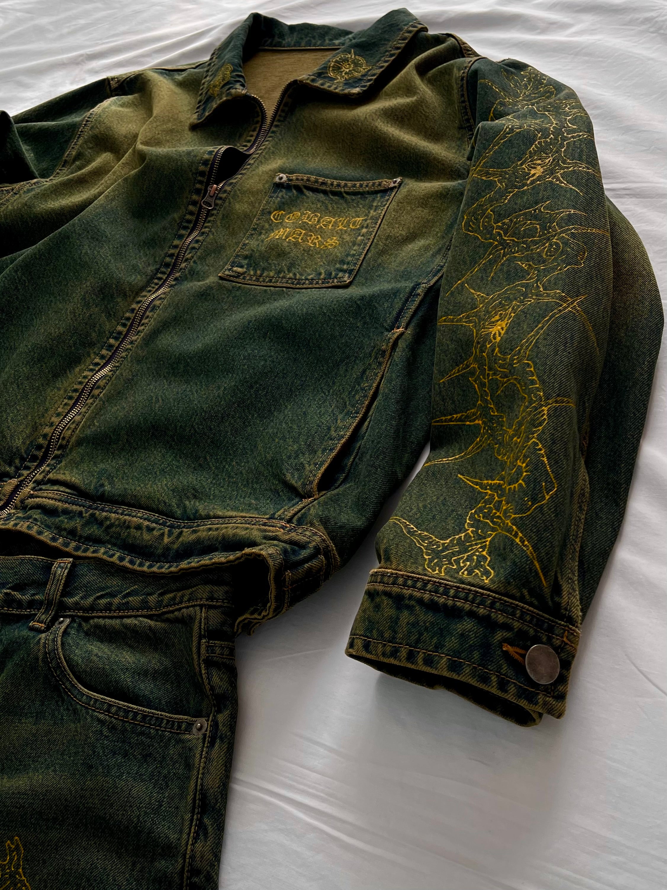 "Forget Me Not" - Faded Burn Storm Relaxed Denim Jacket