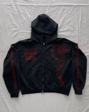"UNBOUND" - Oversized Zipped Hoodie - Vintage Black