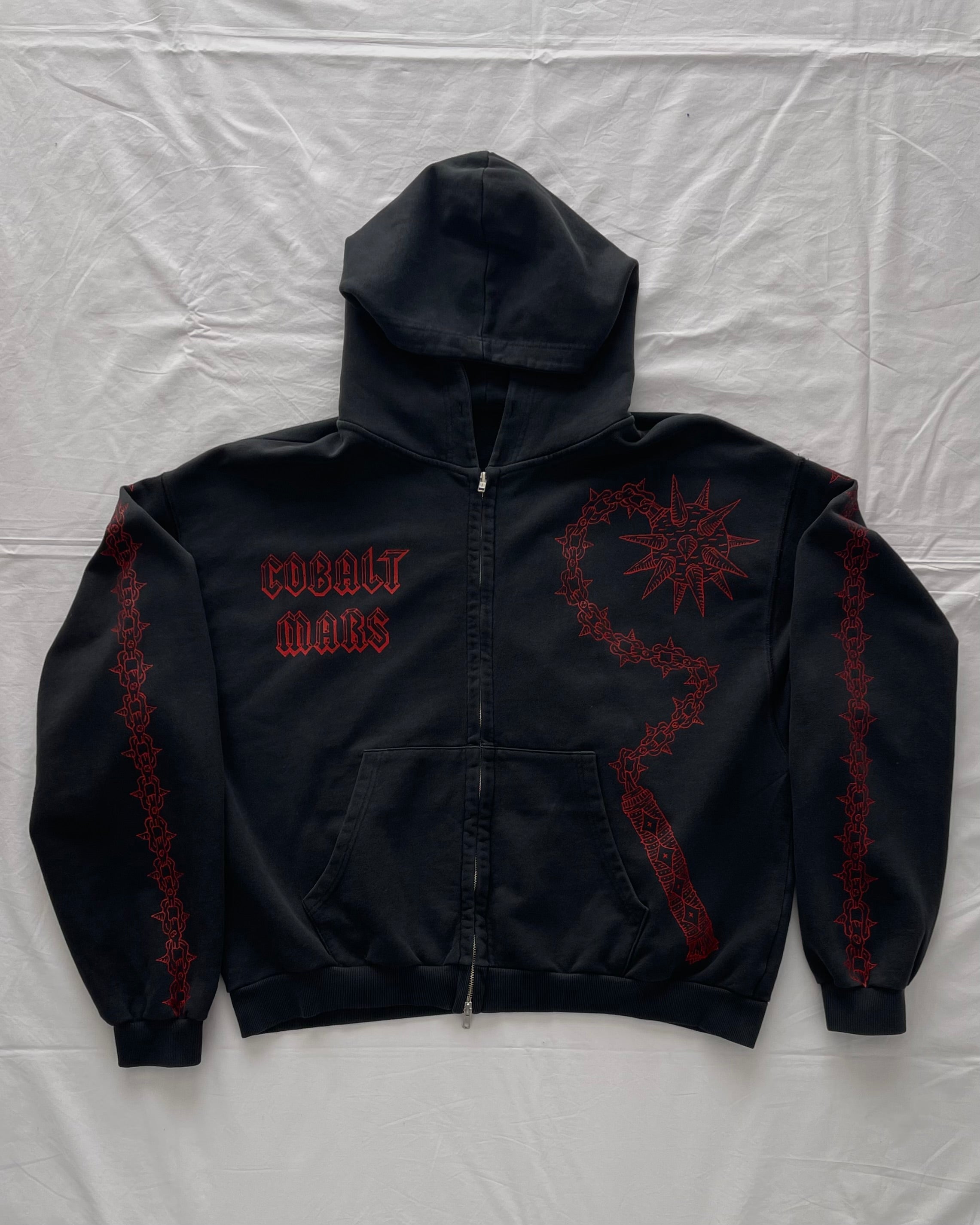 "UNBOUND" - Oversized Zipped Hoodie - Vintage Black