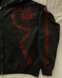 "UNBOUND" - Oversized Zipped Hoodie - Vintage Black