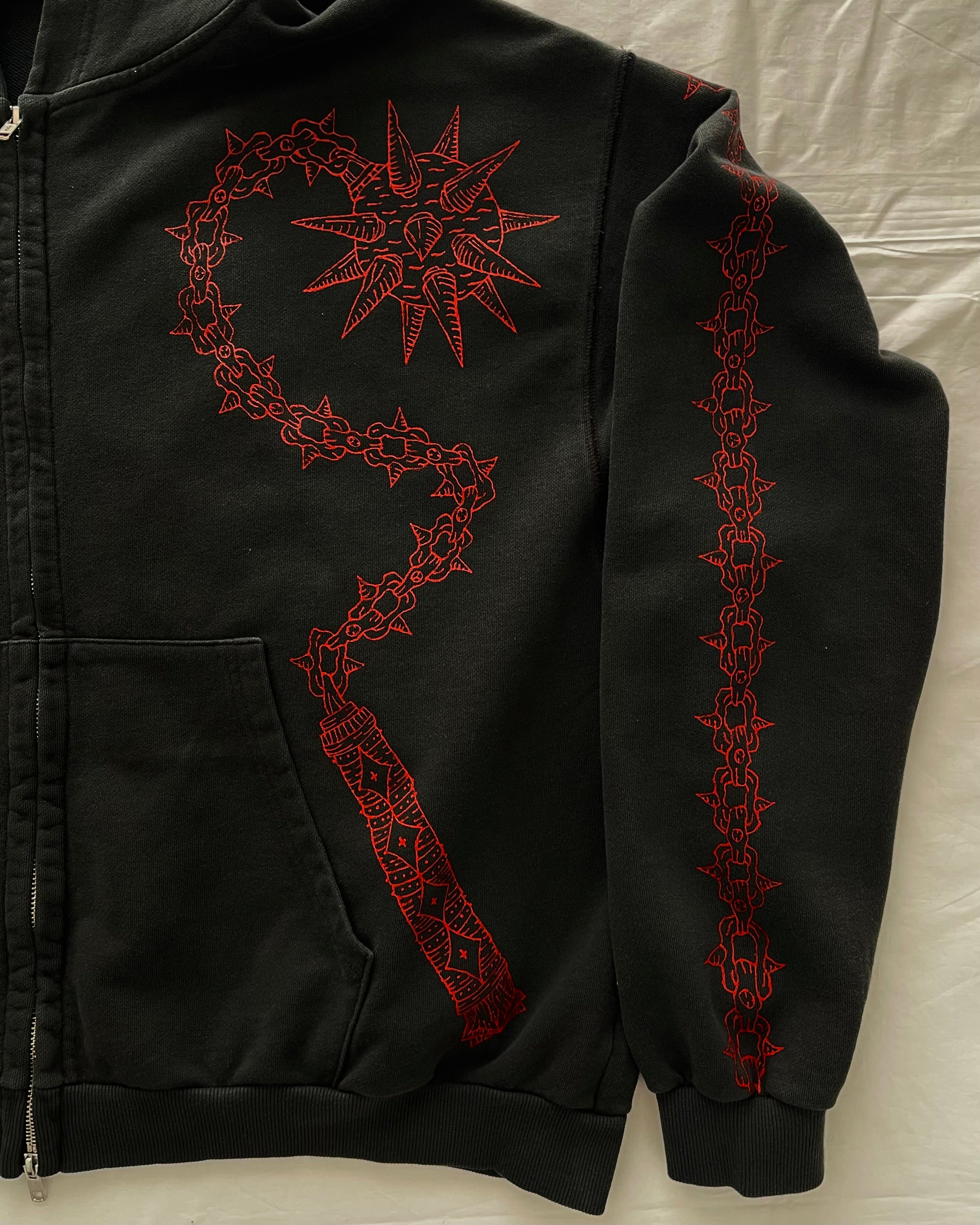 "UNBOUND" - Oversized Zipped Hoodie - Vintage Black