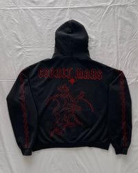 "UNBOUND" - Oversized Zipped Hoodie - Vintage Black