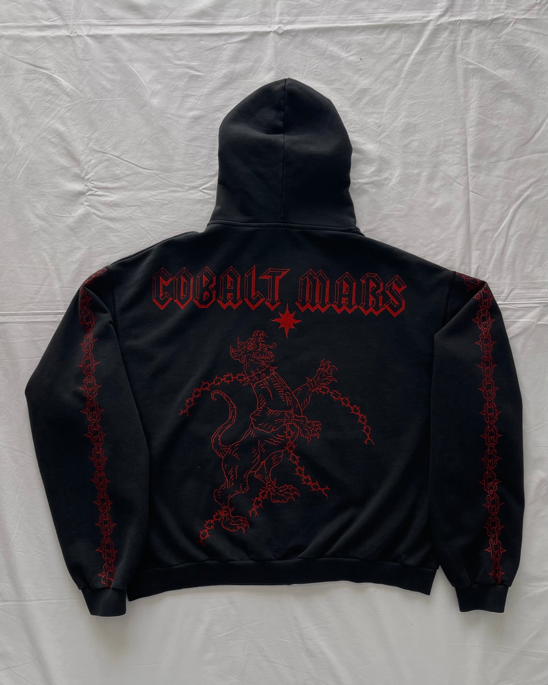 "UNBOUND" - Oversized Zipped Hoodie - Vintage Black