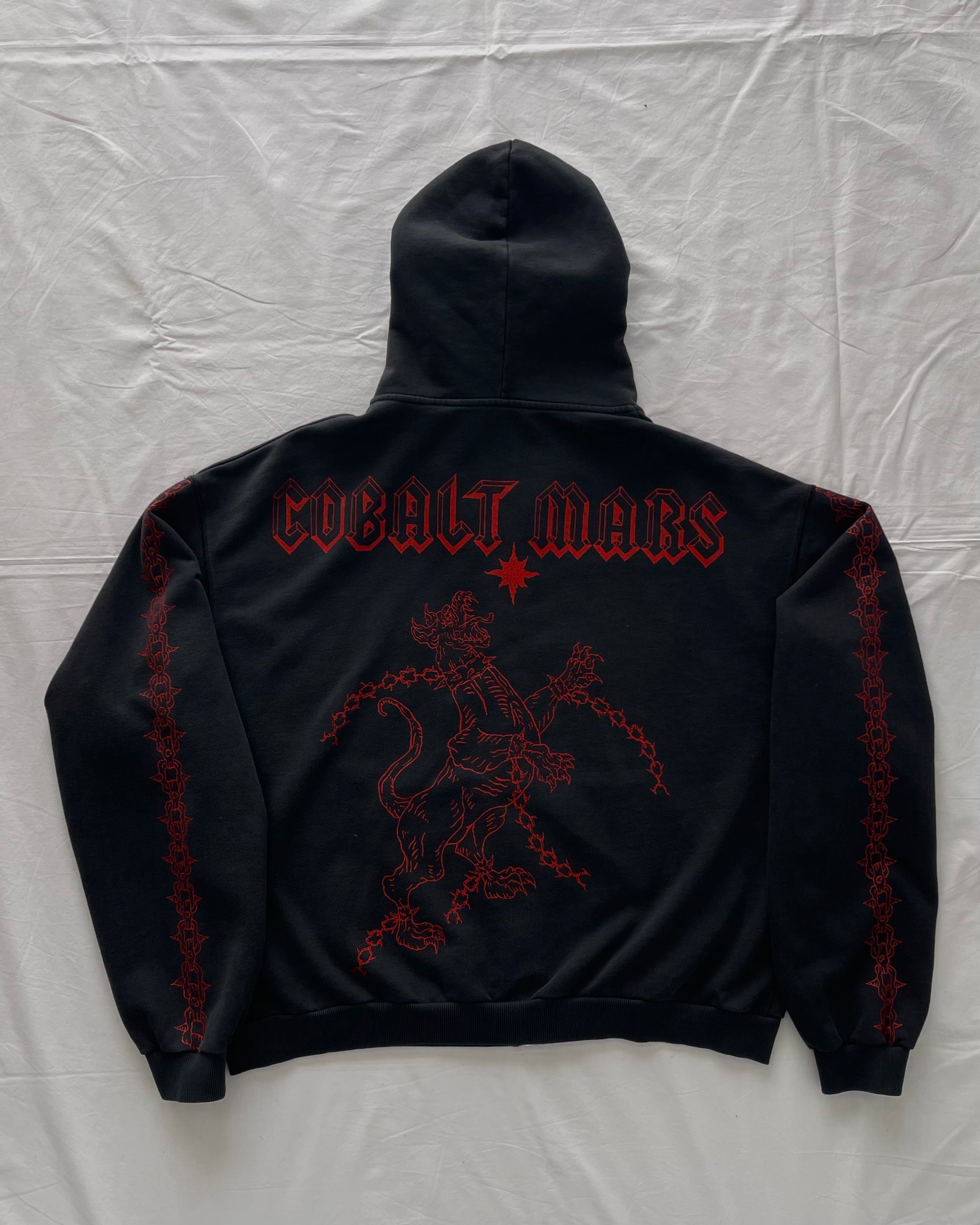 "UNBOUND" - Oversized Zipped Hoodie - Vintage Black