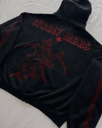 "UNBOUND" - Oversized Zipped Hoodie - Vintage Black