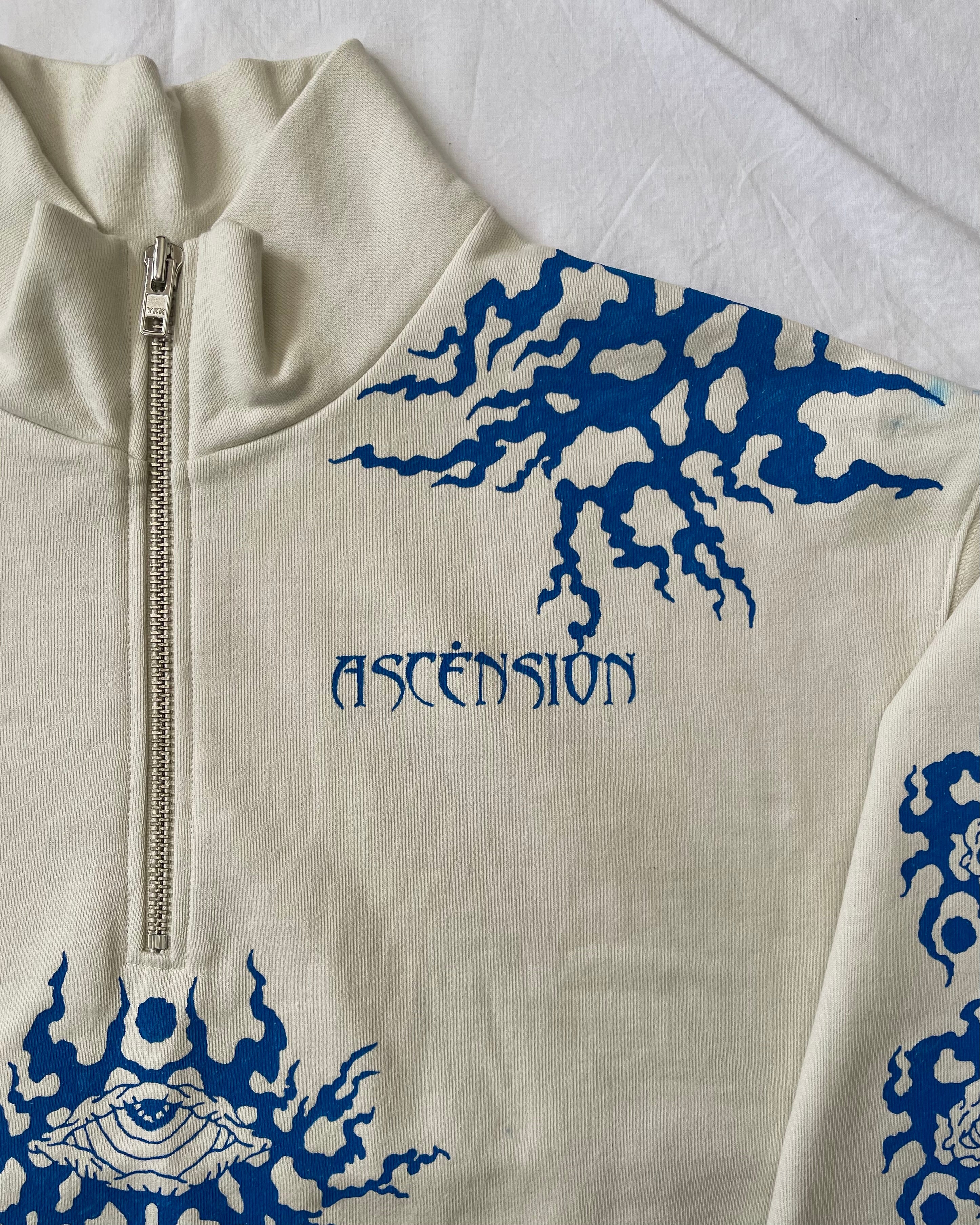 "ASCENSION" - Boxy 1/4-Zip Sweater - Bone White