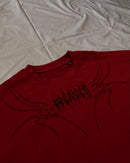 "WEAVER" - Oversized Boxy Tee - Dark Red