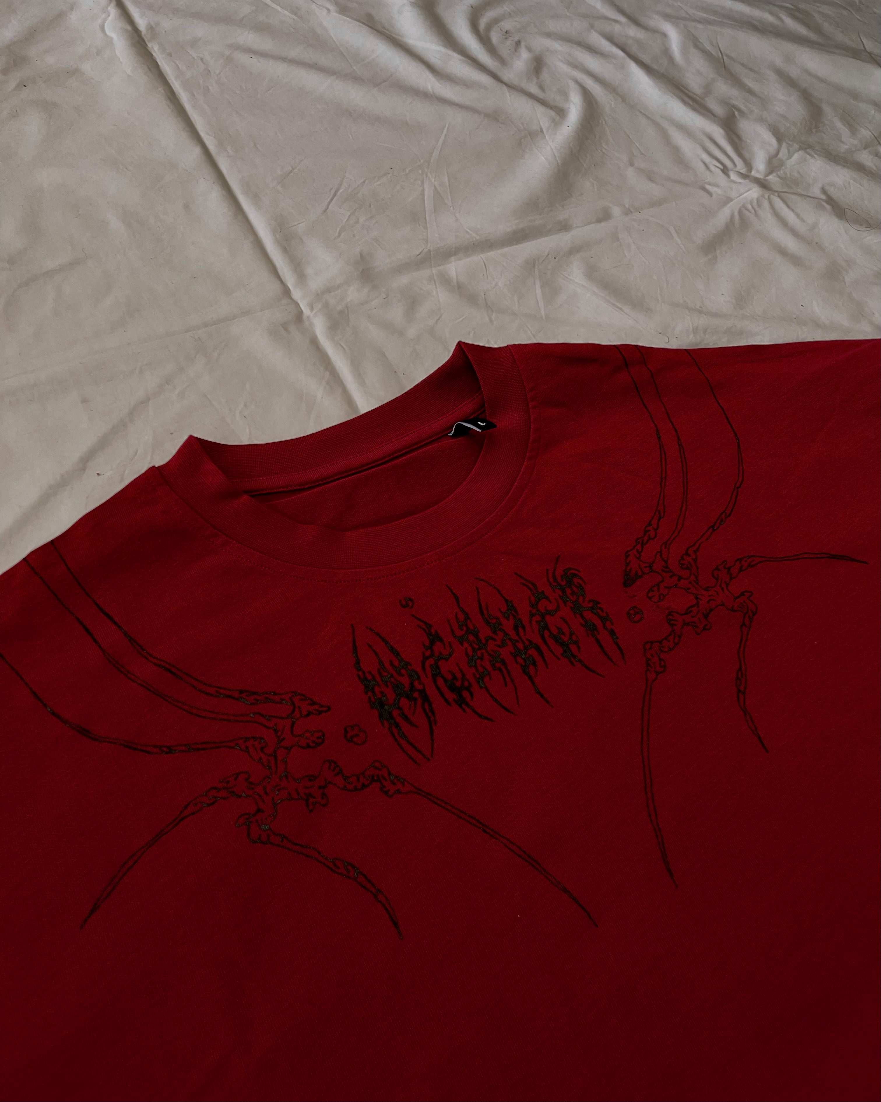 "WEAVER" - Oversized Boxy Tee - Dark Red