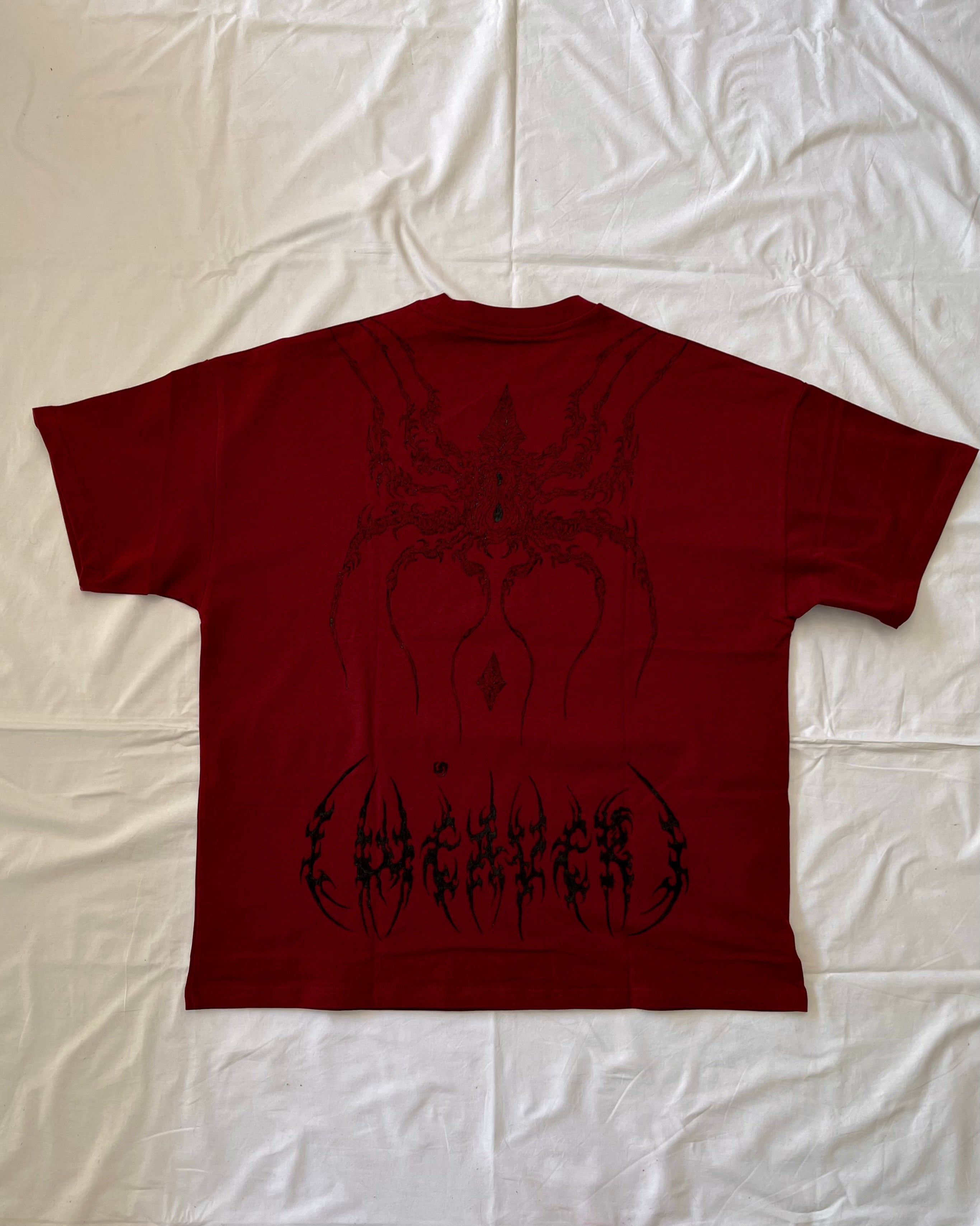 "WEAVER" - Oversized Boxy Tee - Dark Red