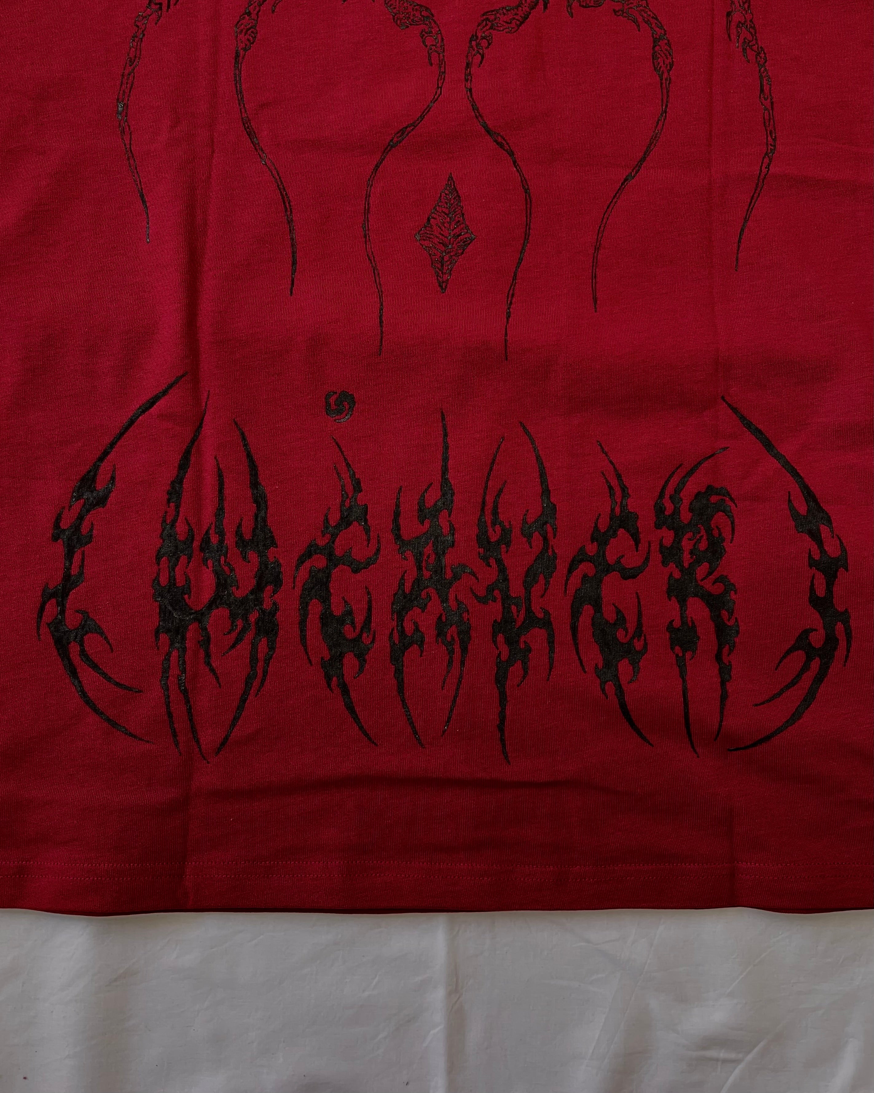 "WEAVER" - Oversized Boxy Tee - Dark Red