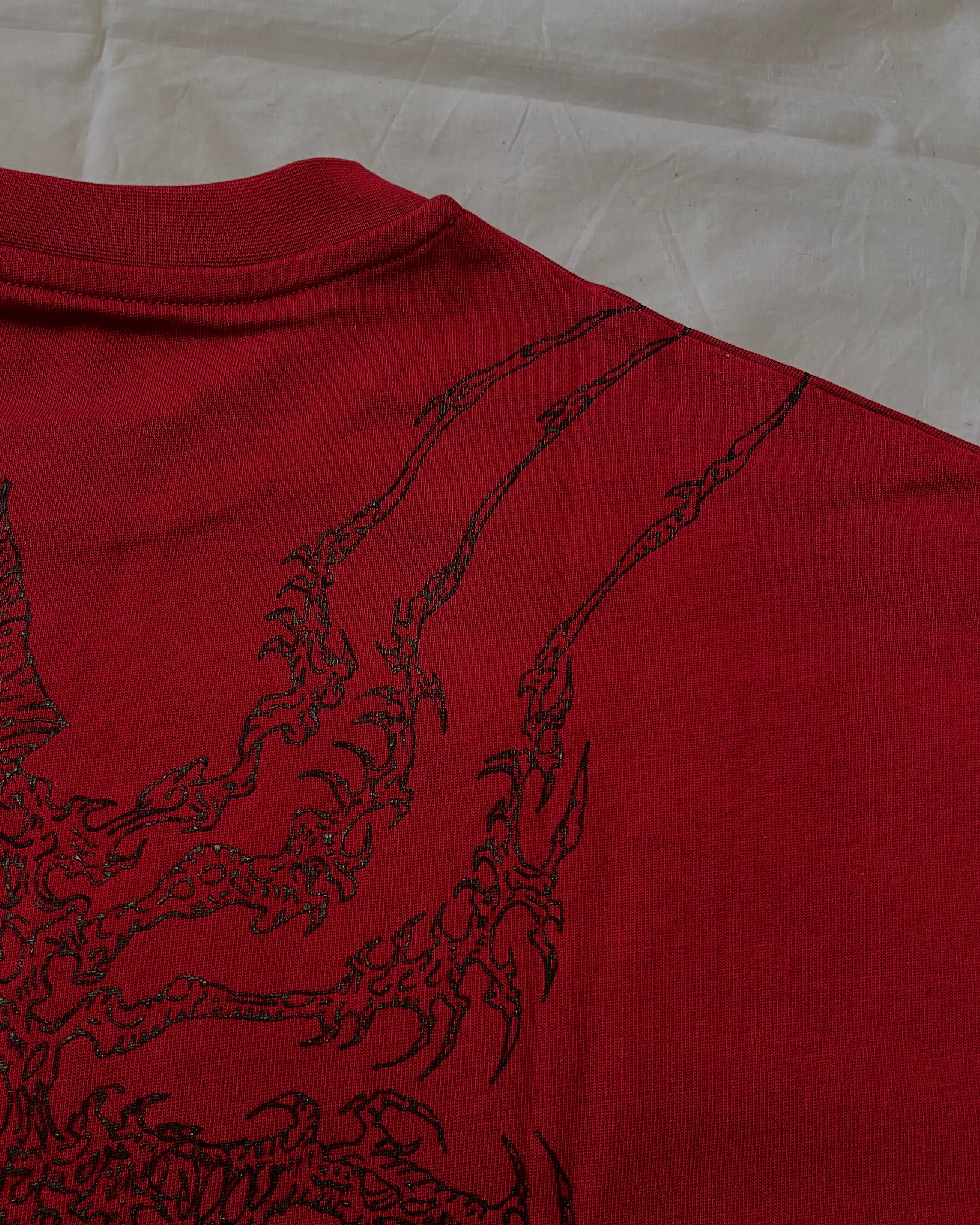 "WEAVER" - Oversized Boxy Tee - Dark Red