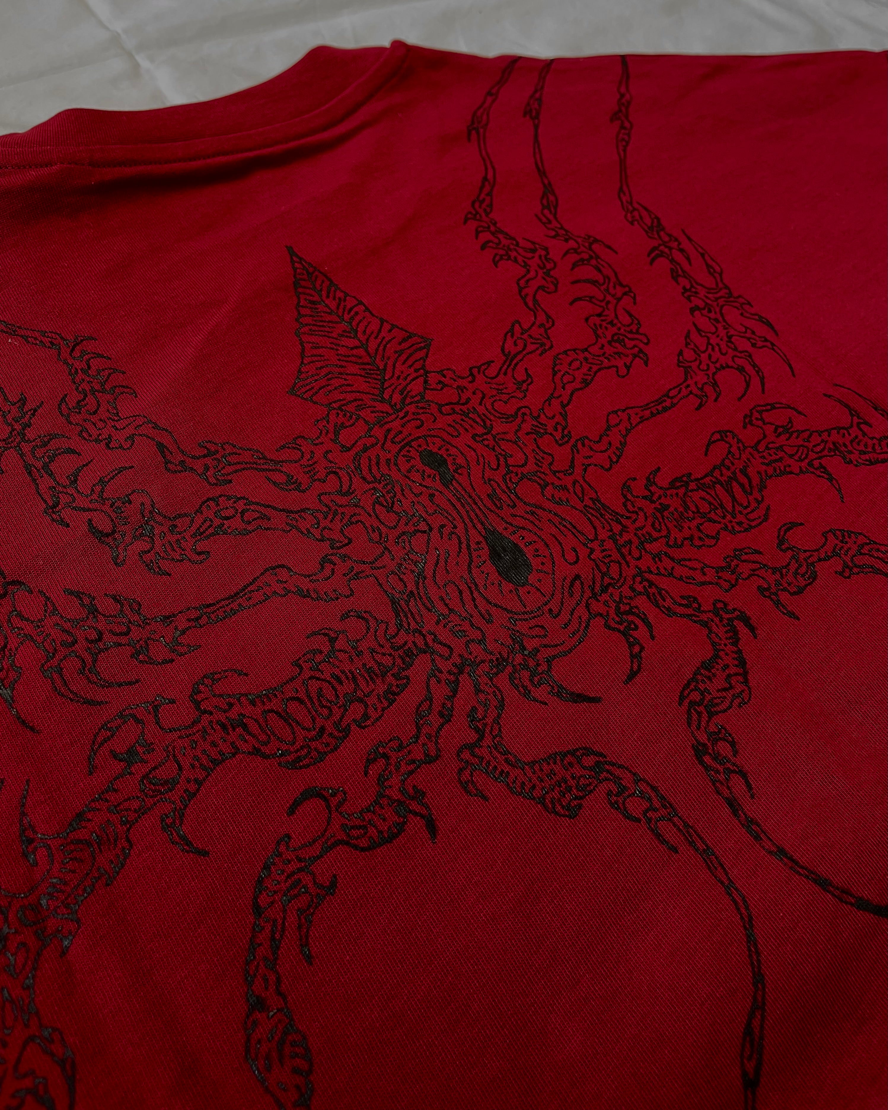 "WEAVER" - Oversized Boxy Tee - Dark Red