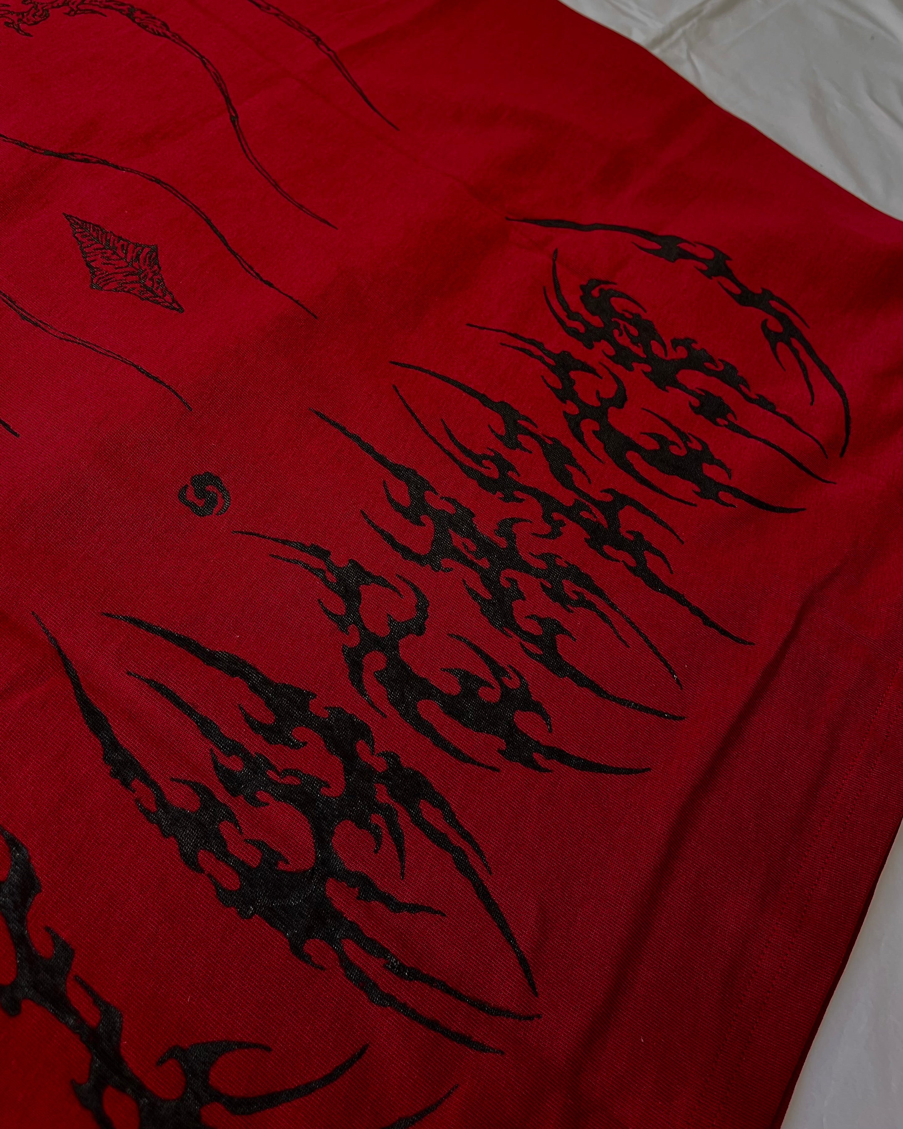 "WEAVER" - Oversized Boxy Tee - Dark Red