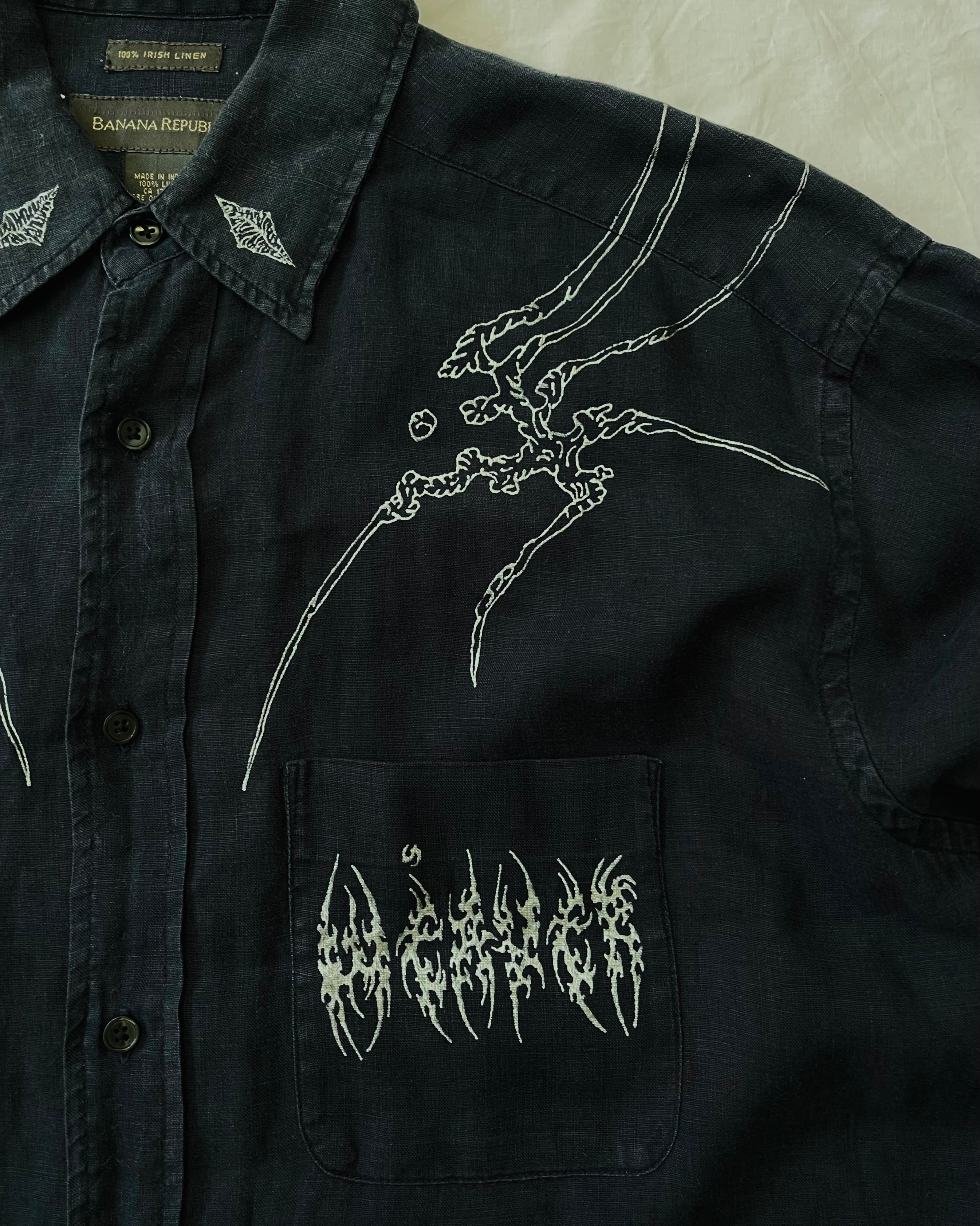 "WEAVER" - Customised Linen Shirt - Midnight Blue