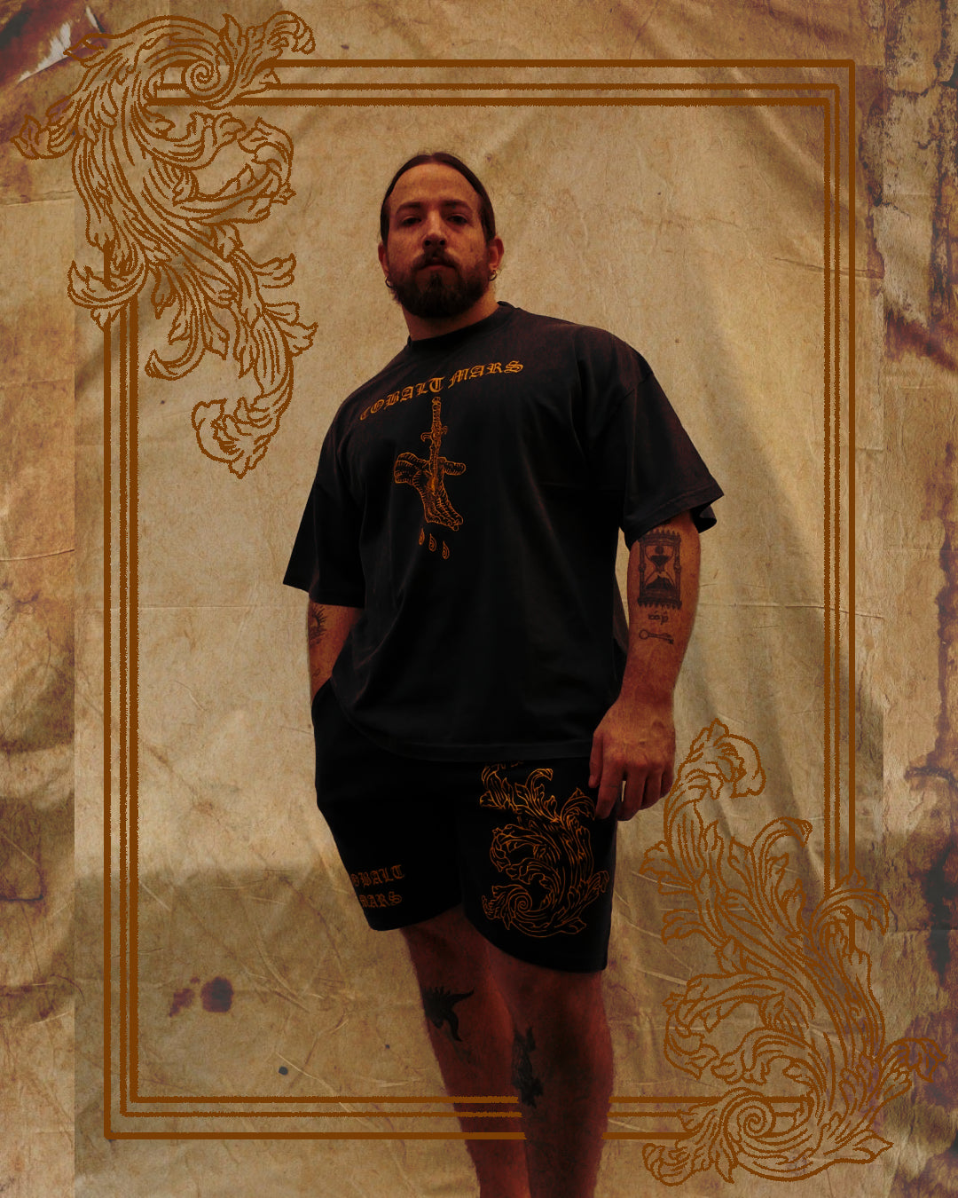 "Defile" - Relaxed Sweatshorts - Vintage Black