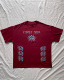 "ASCENSION" - Oversized Long Tee - Dark Red