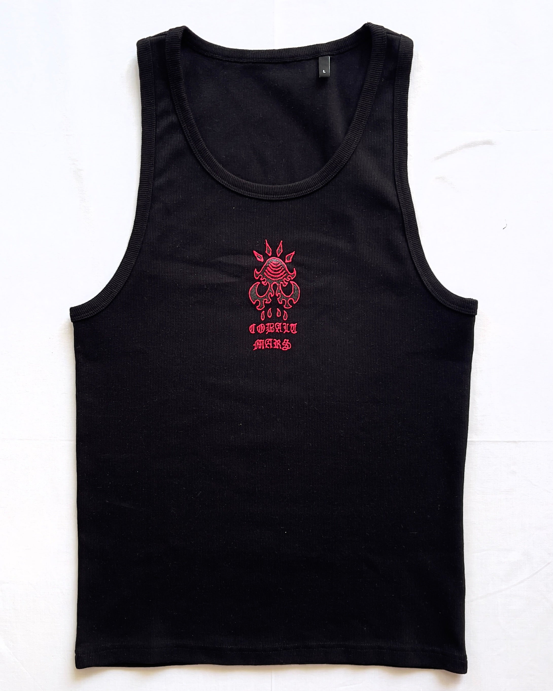 "Branded" - Ribbbed Tank - Black